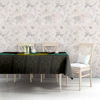 Kazakhstan National Emblem Tablecloth with Black Tribal Pattern and Sun Eagle Motif