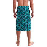 Kazakhstan National Flag Lavalava with Mangilik El Bald Eagle and Blue Tribal Pattern