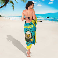 Kazakhstan National Flag Sarong with Mangilik El Bald Eagle and Blue Tribal Pattern