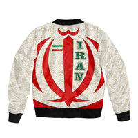 Iran Flag Pattern Bomber Jacket with Bold Red National Emblem Design