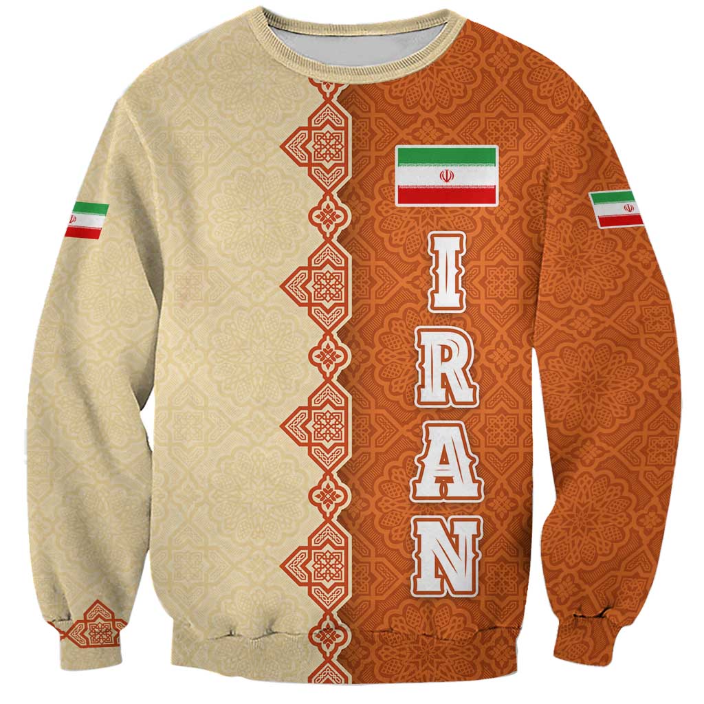 Iran Heritage Sweatshirt with Traditional Pattern and Royal Emblem Design