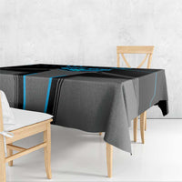 Black and blue bowling tablecloth corner view with blue border and stripes