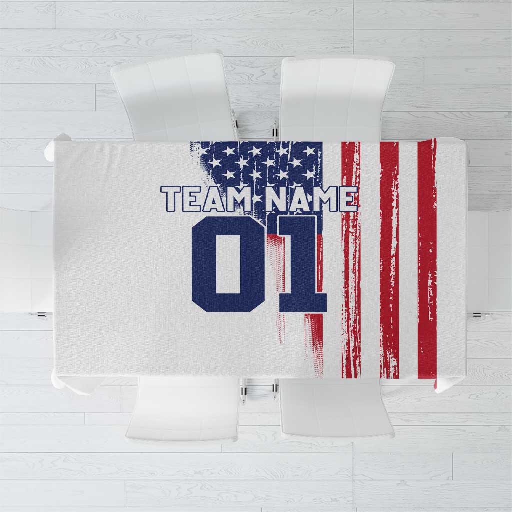 Motocross Rider Graphic Dirtbike Racing Tablecloth with Distressed American Flag and Custom Number - Wonder Print Shop
