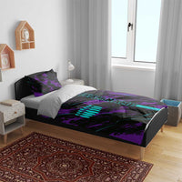 Strike Bowling Graphic Bedding Set with Purple Black Marble Texture and Custom Team Name - Wonder Print Shop
