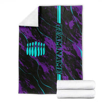 Strike Bowling Graphic Blanket with Purple Black Marble Texture and Custom Team Name - Wonder Print Shop