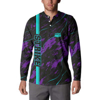 Strike Bowling Graphic Button Sweatshirt with Purple Black Marble Texture and Custom Team Name - Wonder Print Shop