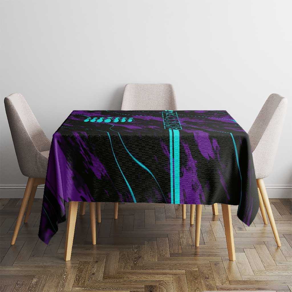 Strike Bowling Graphic Tablecloth with Purple Black Marble Texture and Custom Team Name - Wonder Print Shop