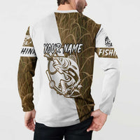 Walleye Fishing Button Sweatshirt with Reeds Background and Custom Name Design - Wonder Print Shop