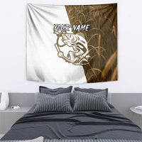 Walleye Fishing Tapestry with Reeds Background and Custom Name Design - Wonder Print Shop