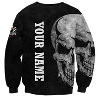 Bowling Skull Sweatshirt with American Flag and Custom Name Text Design - Wonder Print Shop
