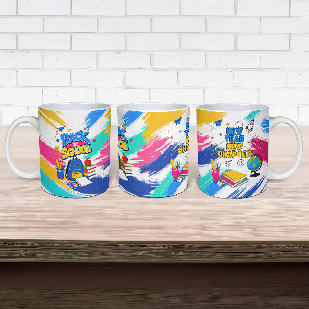 Back To School Ceramic Mug New Year New Chapter Colorful Paint Splatter