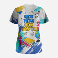 Back To School Scrub Top New Year New Chapter Colorful Paint Splatter