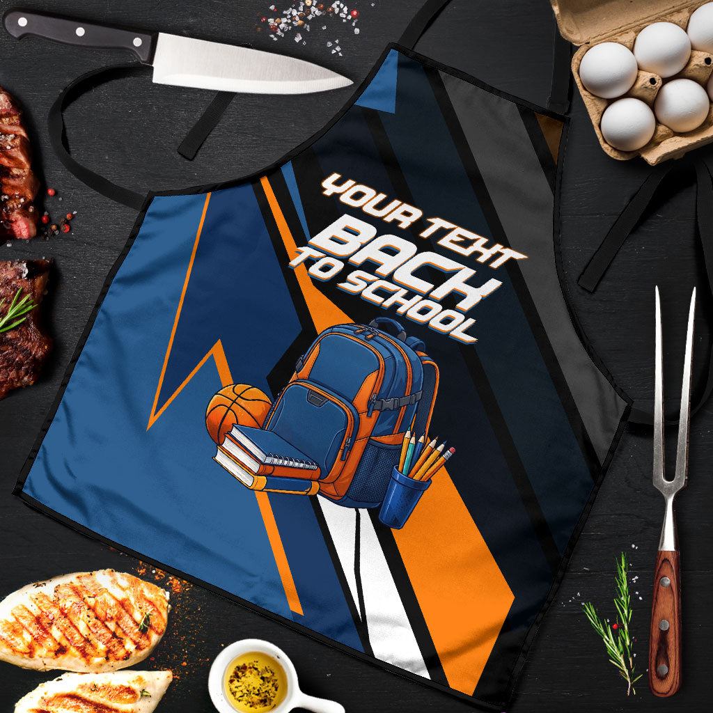Personalized Back To School Apron Student Backpack Basketball Geometric Stripes