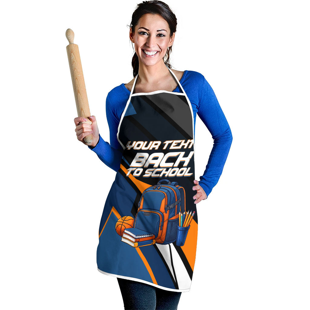 Personalized Back To School Apron Student Backpack Basketball Geometric Stripes