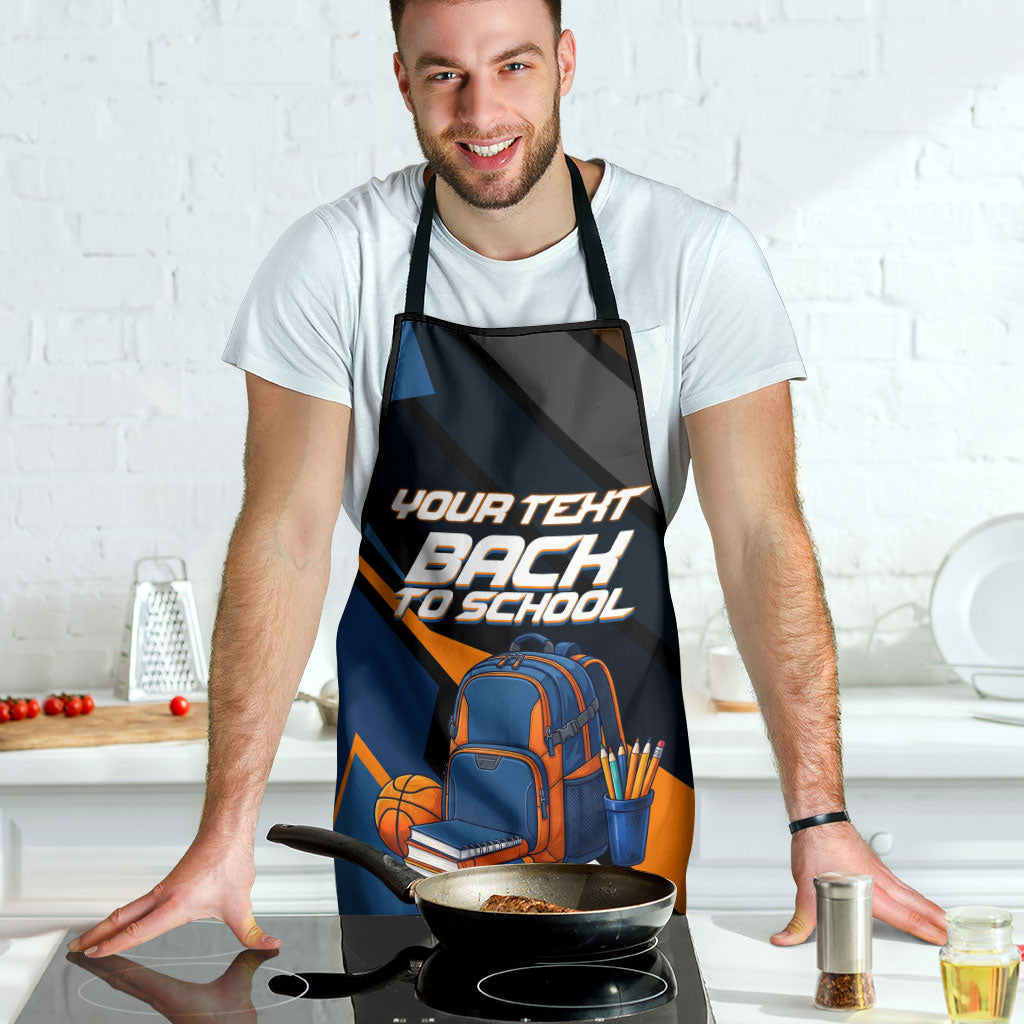 Personalized Back To School Apron Student Backpack Basketball Geometric Stripes