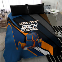 Personalized Back To School Bedding Set Student Backpack Basketball Geometric Stripes