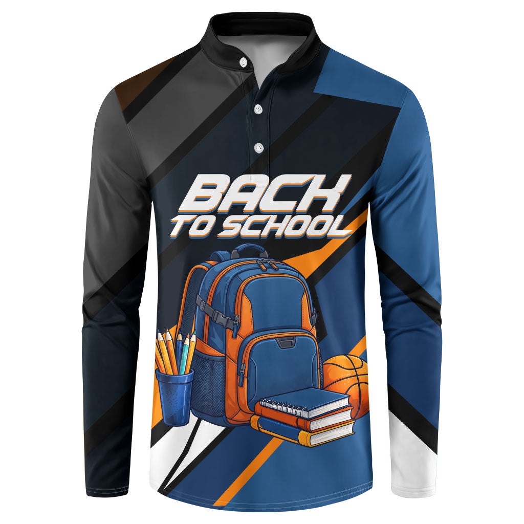 Personalized Back To School Button Sweatshirt Student Backpack Basketball Geometric Stripes