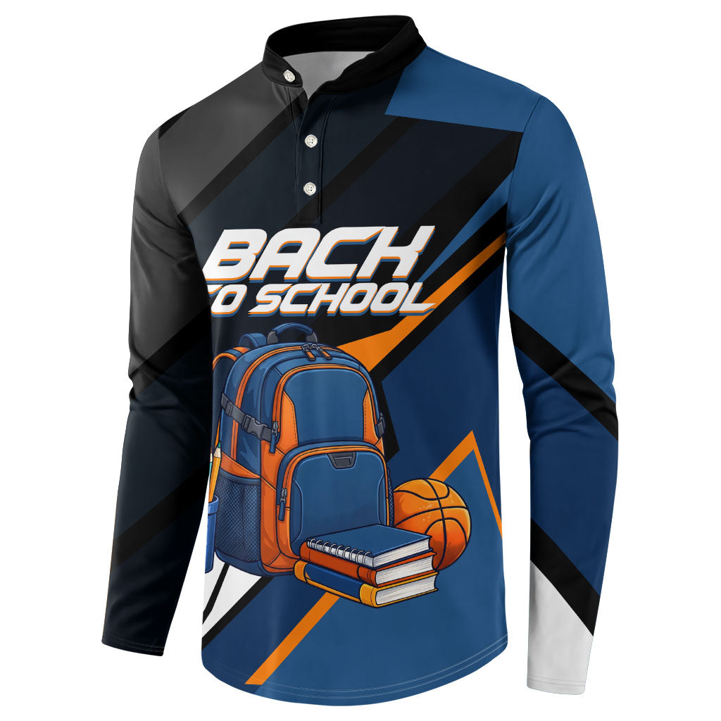 Personalized Back To School Button Sweatshirt Student Backpack Basketball Geometric Stripes
