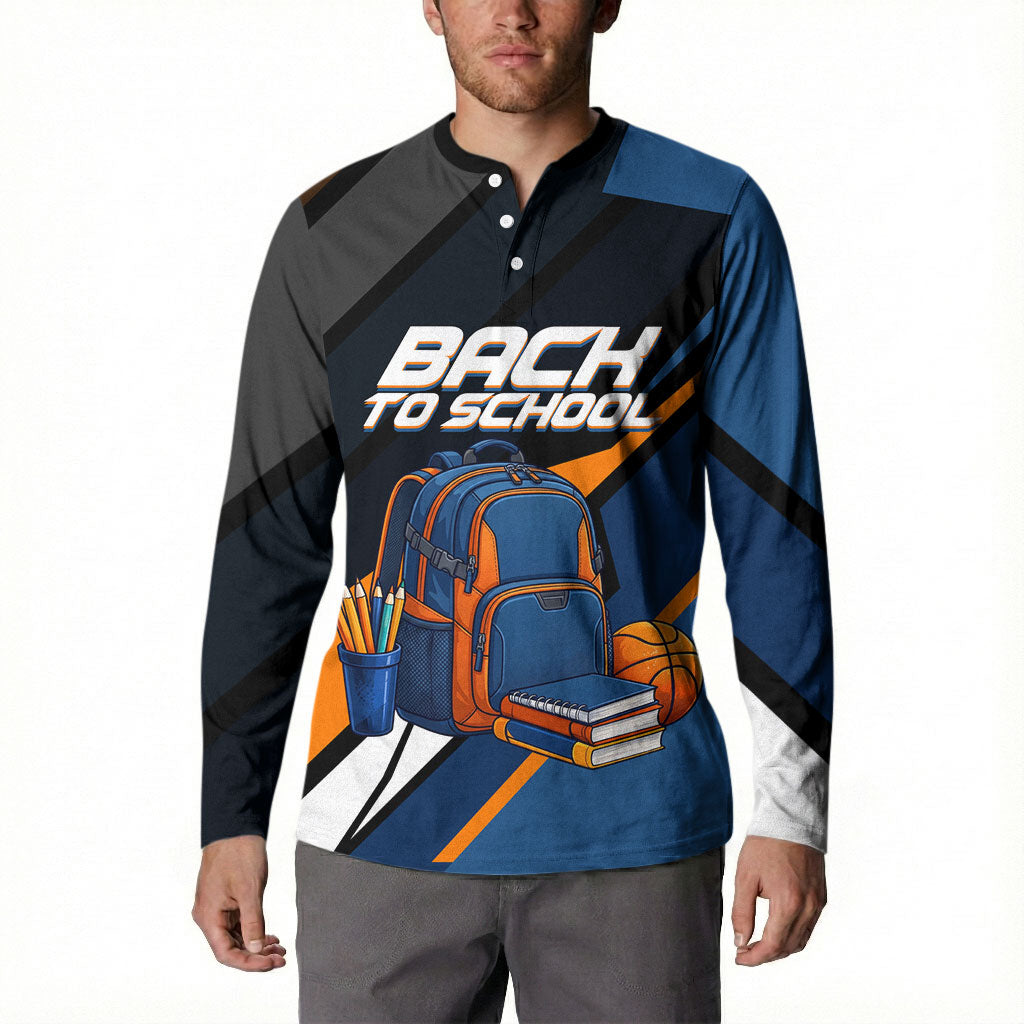 Personalized Back To School Button Sweatshirt Student Backpack Basketball Geometric Stripes