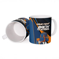 Personalized Back To School Ceramic Mug Student Backpack Basketball Geometric Stripes