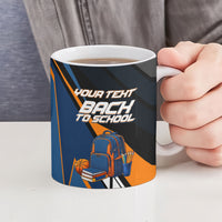 Personalized Back To School Ceramic Mug Student Backpack Basketball Geometric Stripes