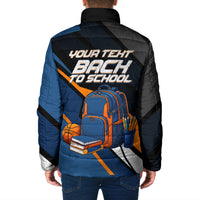 Personalized Back To School Padded Jacket Student Backpack Basketball Geometric Stripes