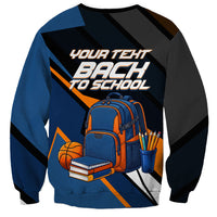 Personalized Back To School Sweatshirt Student Backpack Basketball Geometric Stripes
