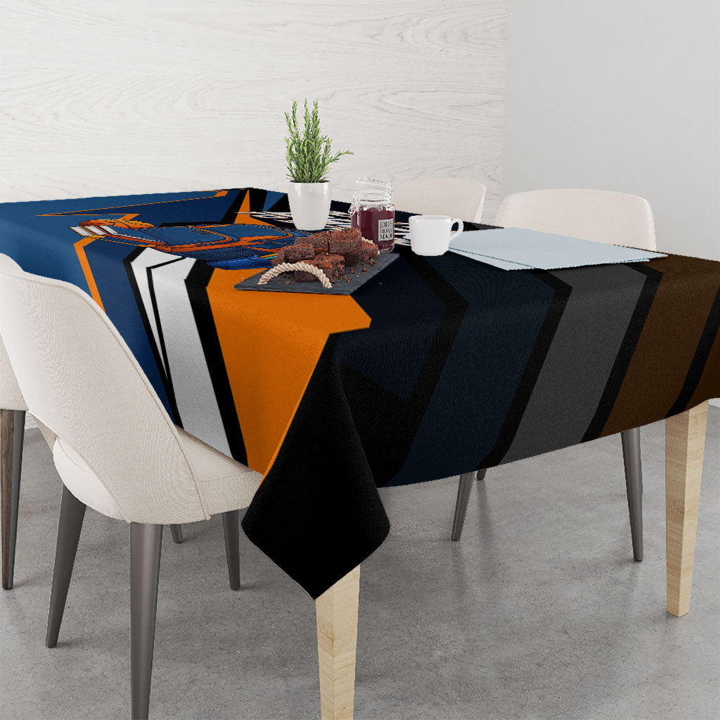 Personalized Back To School Tablecloth Student Backpack Basketball Geometric Stripes