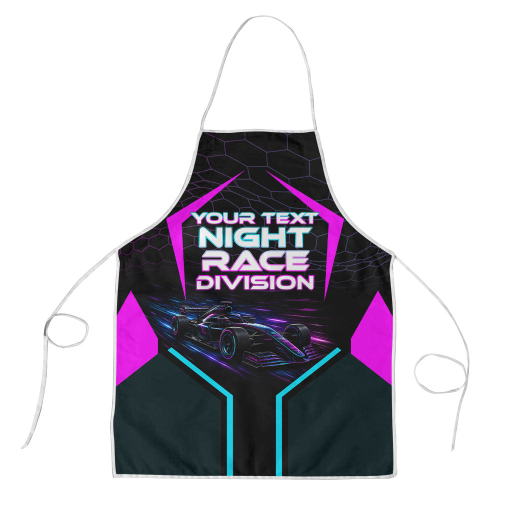 Personalized Night Race Division Apron Cyberpunk Racing Synthwave Motorsport Neon Graphic
