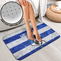 Uruguay Bathroom Set with Wild Horse Illustration Blue Gray Striped - Wonder Print Shop