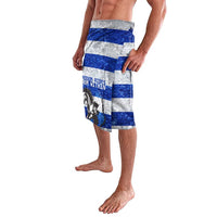 Uruguay Lavalava with Wild Horse Illustration Blue Gray Striped - Wonder Print Shop
