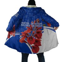 Uruguay Cloak with Erythrina Flower Illustration Blue White Nature - Wonder Print Shop