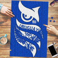 Uruguay Puzzle with Owl Illustration Blue White Abstract Motion Design - Wonder Print Shop