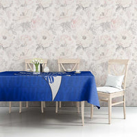 Uruguay Tablecloth with Owl Illustration Blue White Abstract Motion Design - Wonder Print Shop