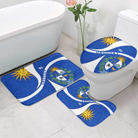 Uruguay Bathroom Set with National Emblem and Sun Symbol Blue White Wave - Wonder Print Shop
