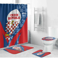 Czech Republic Bathroom Set with Blue Red Folk Pattern Design and National Lion Emblem - Wonder Print Shop