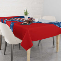 Czech Republic Tablecloth with Blue Red Folk Pattern Design and National Lion Emblem - Wonder Print Shop