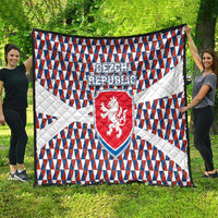 Czech Republic quilt featuring blue red white triangles and central lion shield crest