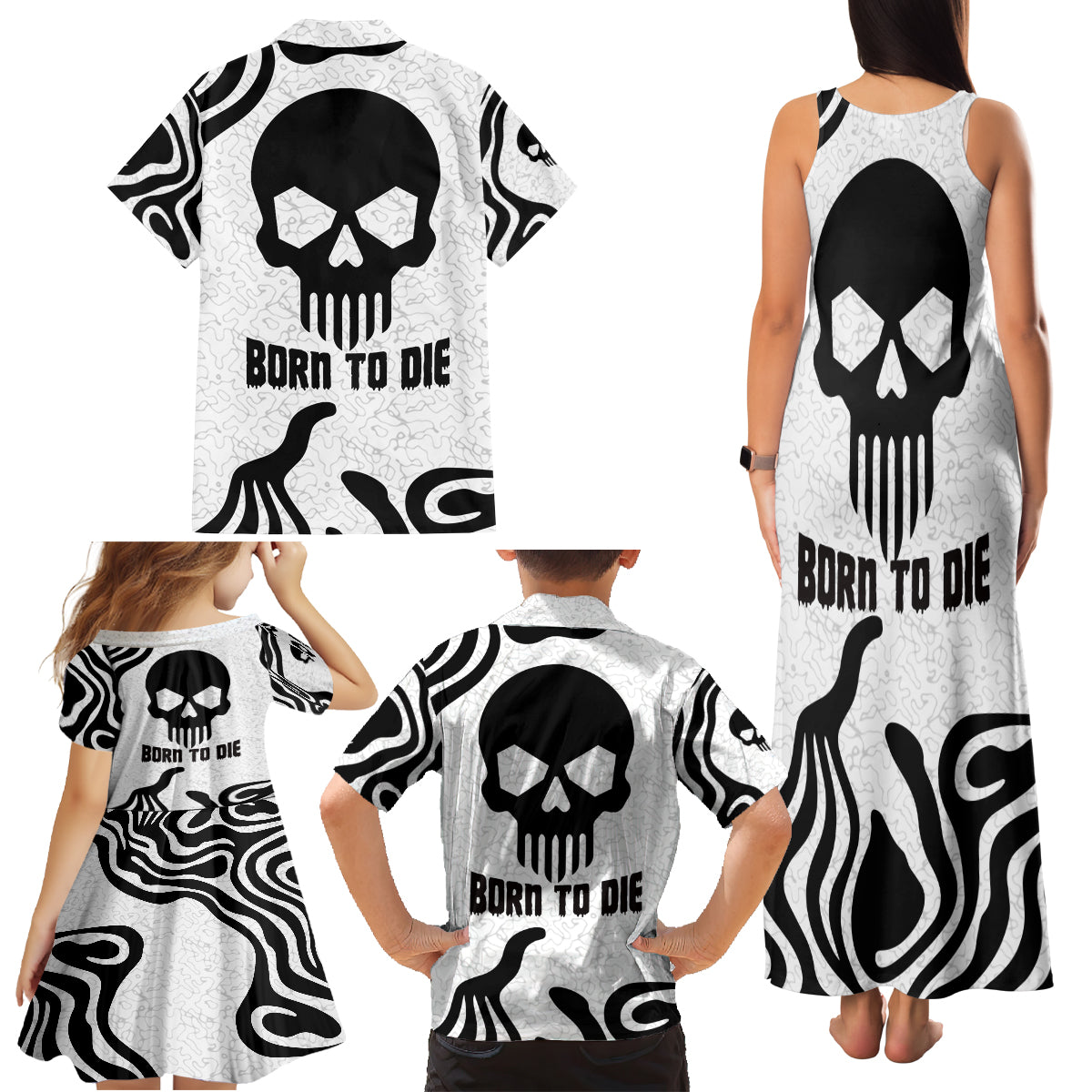 Skull Family Matching Tank Maxi Dress and Hawaiian Shirt Born To Die - Wonder Print Shop