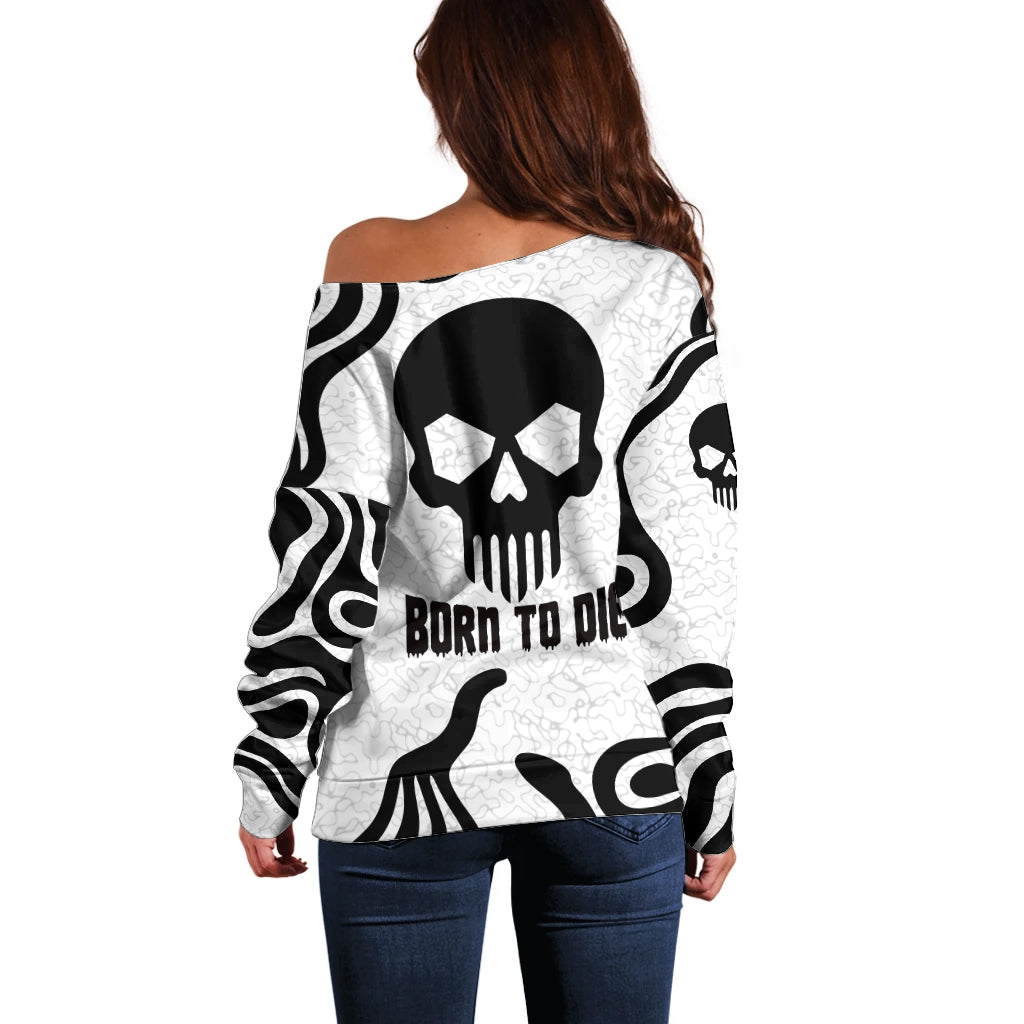 Skull Off Shoulder Sweater Born To Die - Wonder Print Shop