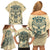 Polynesian Family Matching Off Shoulder Short Dress and Hawaiian Shirt Warrior Skull with Tribal Patterns Tattoo Design - Wonder Print Shop