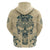 Polynesian Hoodie Warrior Skull with Tribal Patterns Tattoo Design - Wonder Print Shop