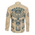 Polynesian Long Sleeve Button Shirt Warrior Skull with Tribal Patterns Tattoo Design - Wonder Print Shop