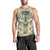 Polynesian Men Tank Top Warrior Skull with Tribal Patterns Tattoo Design - Wonder Print Shop