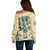 Polynesian Off Shoulder Sweater Warrior Skull with Tribal Patterns Tattoo Design - Wonder Print Shop