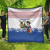 Netherlands Christmas Quilt with Christmas Tree Windmill Piet Character and Tulip Pattern - Wonder Print Shop