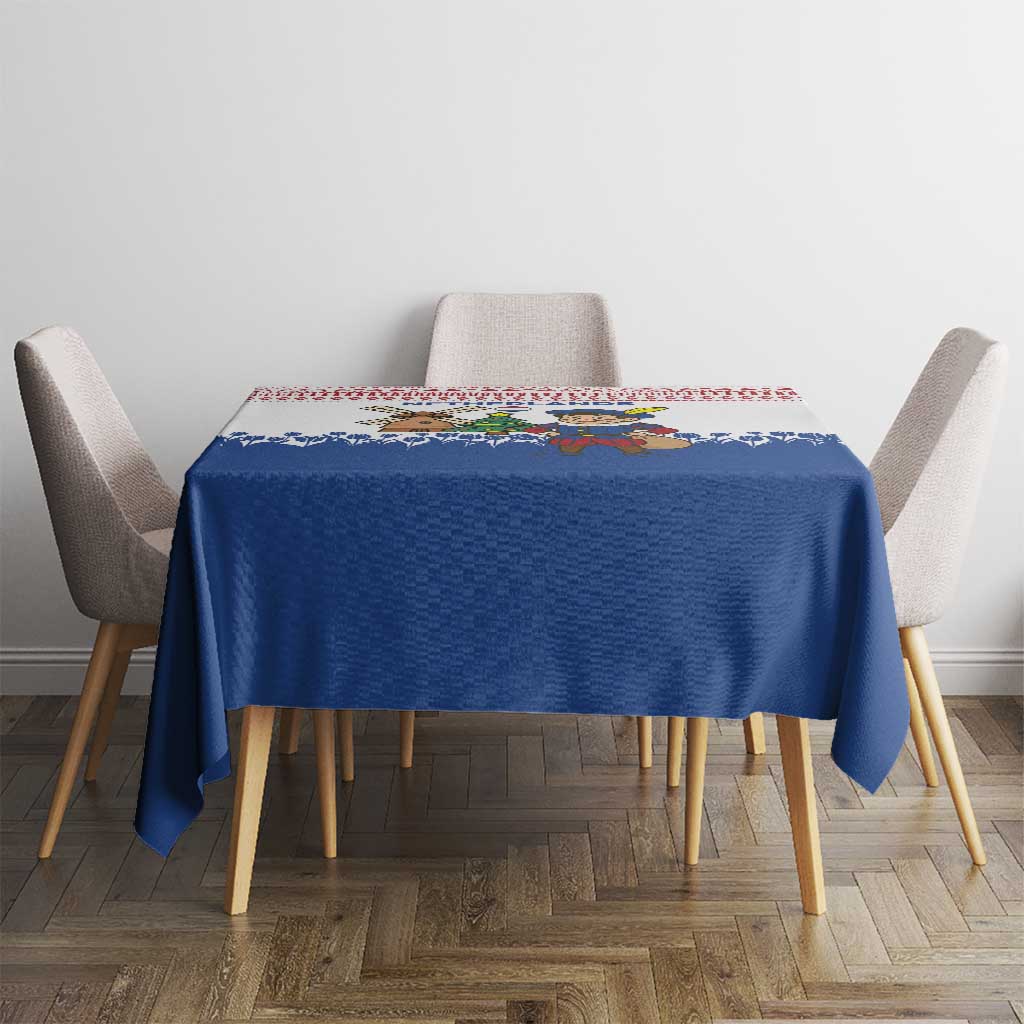 Netherlands Christmas Tablecloth with Christmas Tree Windmill Piet Character and Tulip Pattern - Wonder Print Shop
