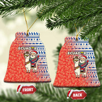 Ecuador Christmas Ceramic Ornament with Santa Riding Llama Traditional Patterns and Rose Design - Wonder Print Shop