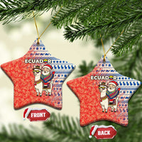 Ecuador Christmas Ceramic Ornament with Santa Riding Llama Traditional Patterns and Rose Design - Wonder Print Shop