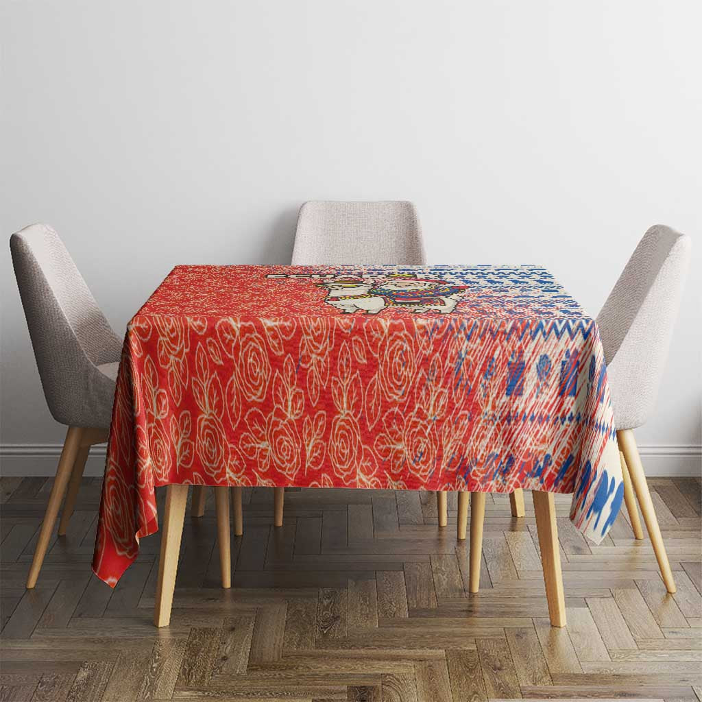 Ecuador Christmas Tablecloth with Santa Riding Llama Traditional Patterns and Rose Design - Wonder Print Shop
